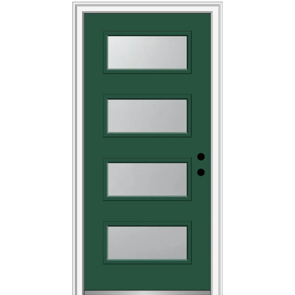 MMI Door 36 in. x 80 in. Celeste Left-Hand Inswing 4-Lite Frosted Glass Painted Steel Prehung Front Door on 6-9/16 in. Frame, photo 25 of 52
