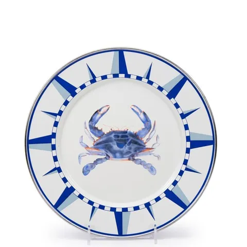 10.5 in. Blue Crab Enamelware Round Dinner Plate Set of 4