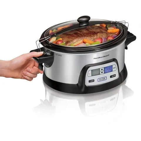 FlexCook 6 Qt. Silver Programmable Slow Cooker with Temperature Controls