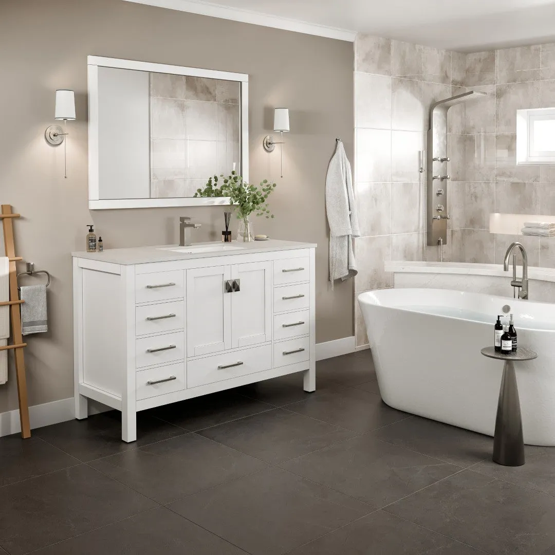 Eviva London 54-in Blue Undermount Single Sink Bathroom Vanity with White Quartz Top, photo 4 of 7
