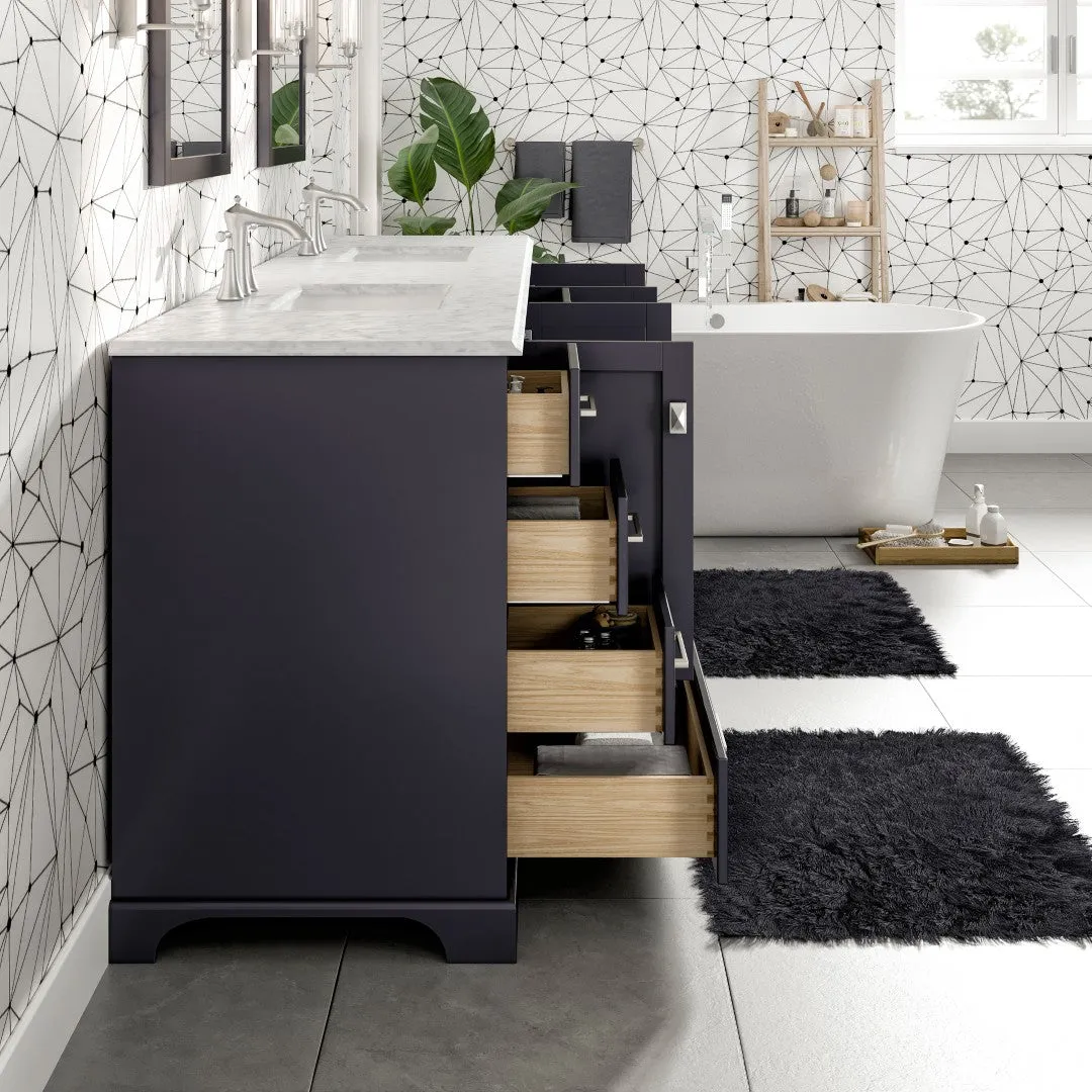 Eviva Storehouse 84 in. W x 22 in. D x 34 in. H Double Sink Bathroom Vanity in Dark Gray with White Carrara Marble Top and White Undermount Basins, photo 11 of 11