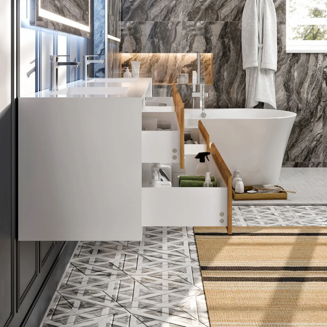 Eviva Vienna 75 in. W x 20.5 in. D x 22.5 in. H Floating Double Bathroom Vanity in Gray with White Acrylic Top, photo 6 of 7
