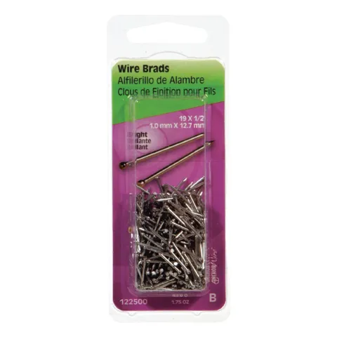19-Gauge Bright Steel Brad Nails, 1/2 in