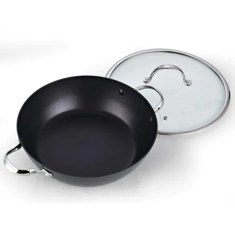 5 qt. Hard-Anodized Aluminum Nonstick Saute Pan in Black with Glass Lid