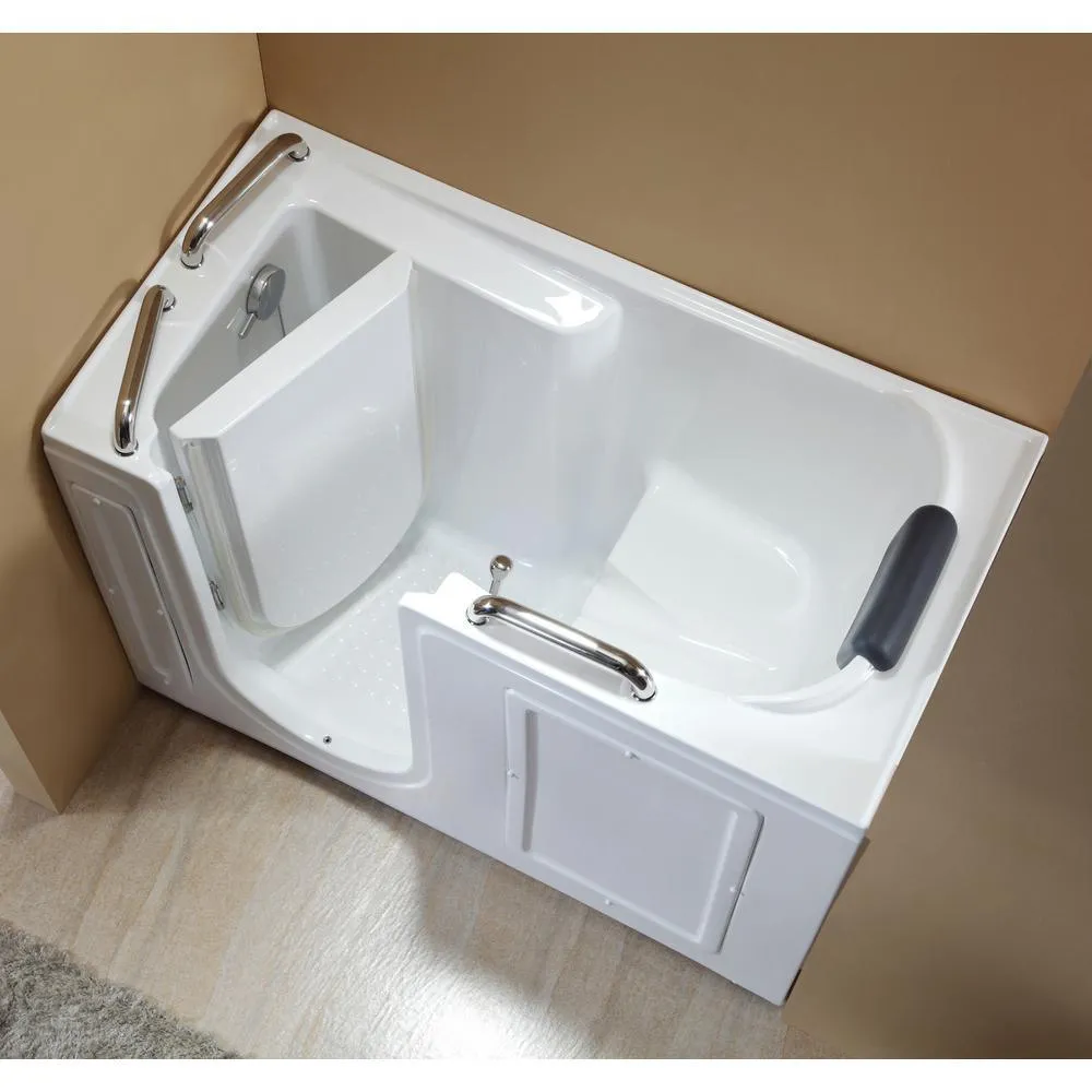 Empava 52.5 in. Left Side Walk-in Freestanding Bathtub Flatbottom Soaking SPA Tub in White, photo 5 of 10