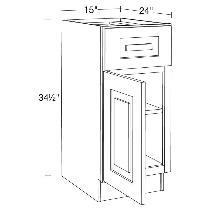 Home Decorators Collection Grayson 15 in. W x 24 in. D x 34.5 in. H Assembled Plywood Base Kitchen Cabinet in Mythic Blue with Soft Close LH, photo 2 of 8