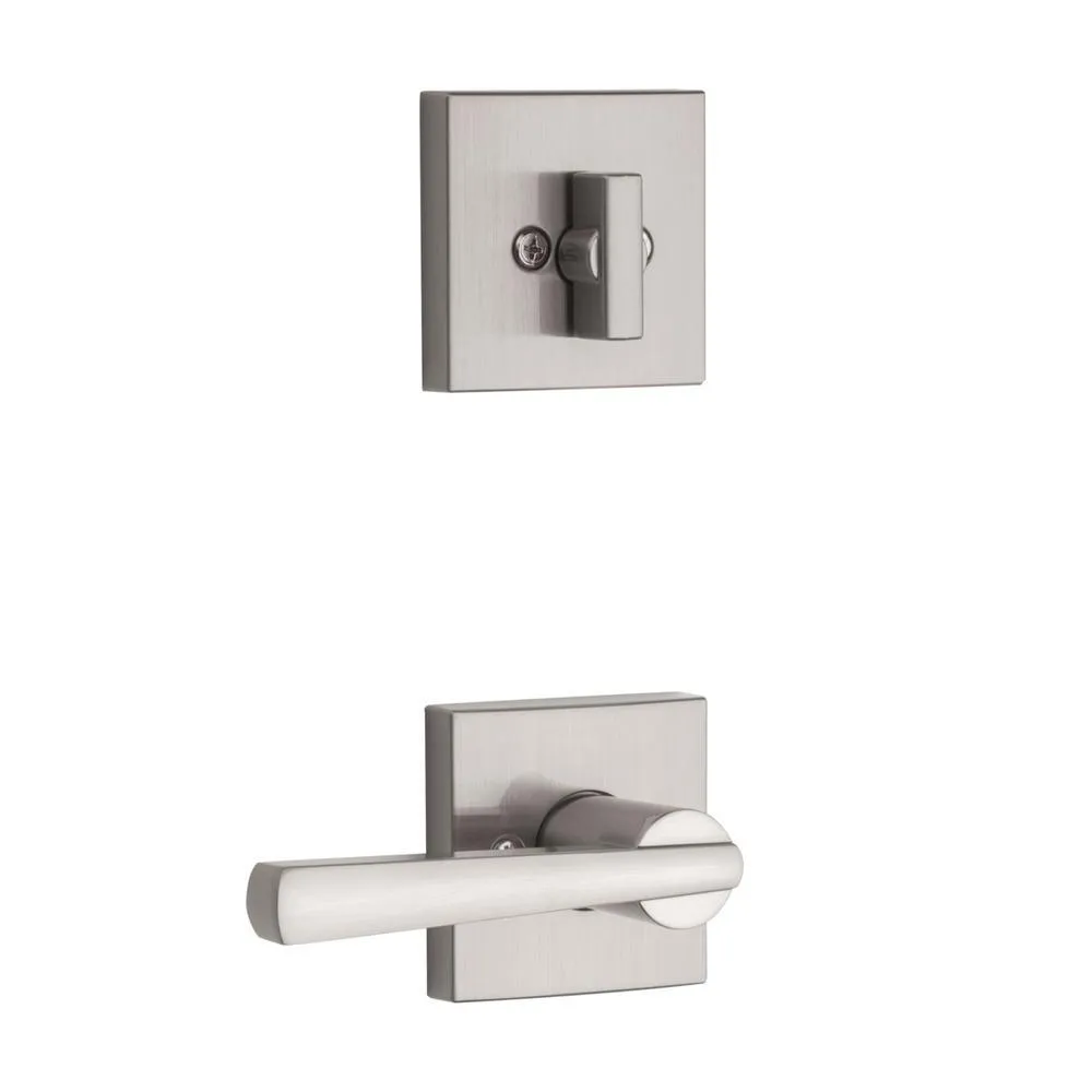 Prestige Spyglass Single Cylinder Satin Nickel Door Handleset with Square Spyglass Door Lever Feat SmartKey Security, photo 8 of 16