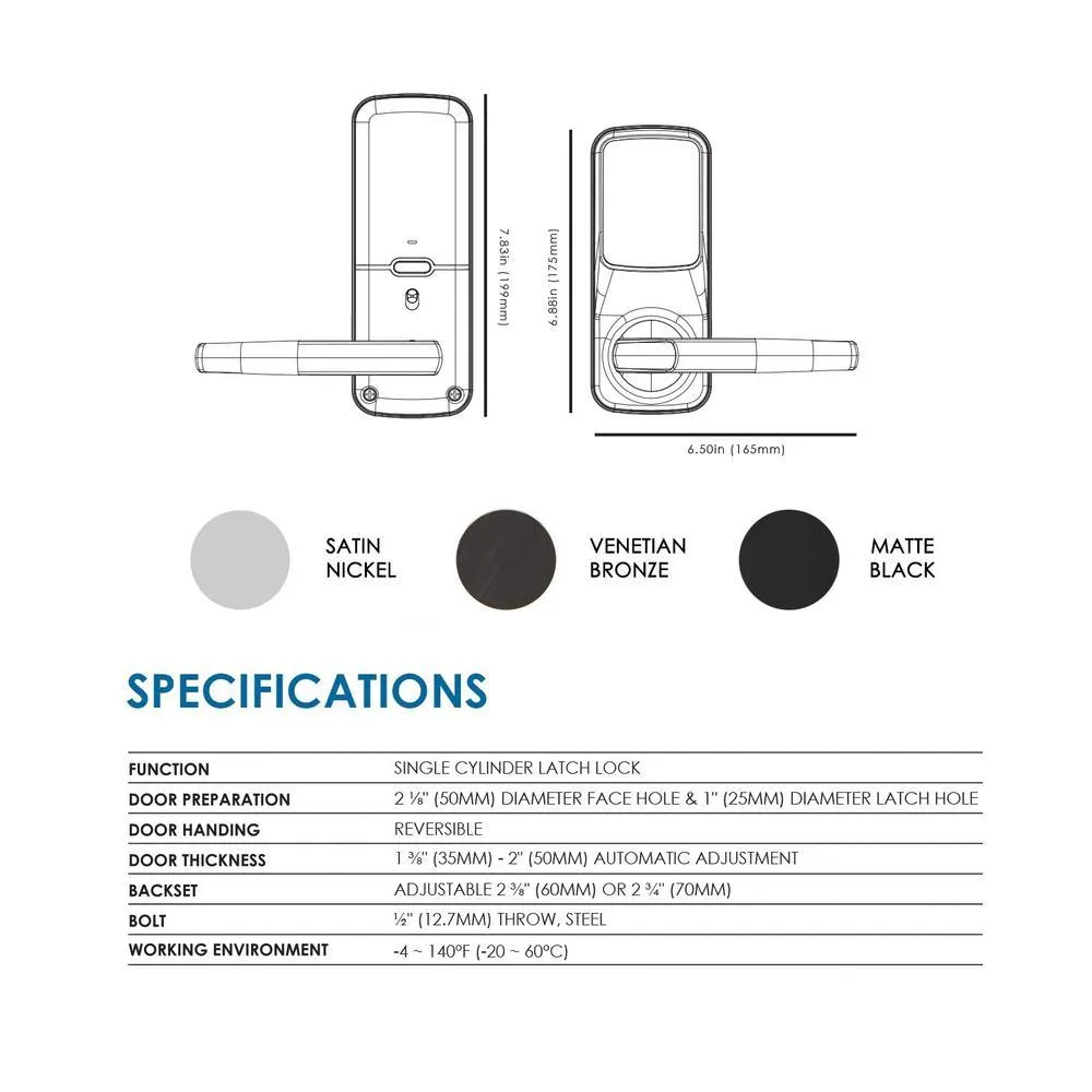 Lockly Secure PRO Satin Nickel Smart Lock Latch with 3D Fingerprint and Wi-Fi (Works with Alexa and Google Home), photo 6 of 9