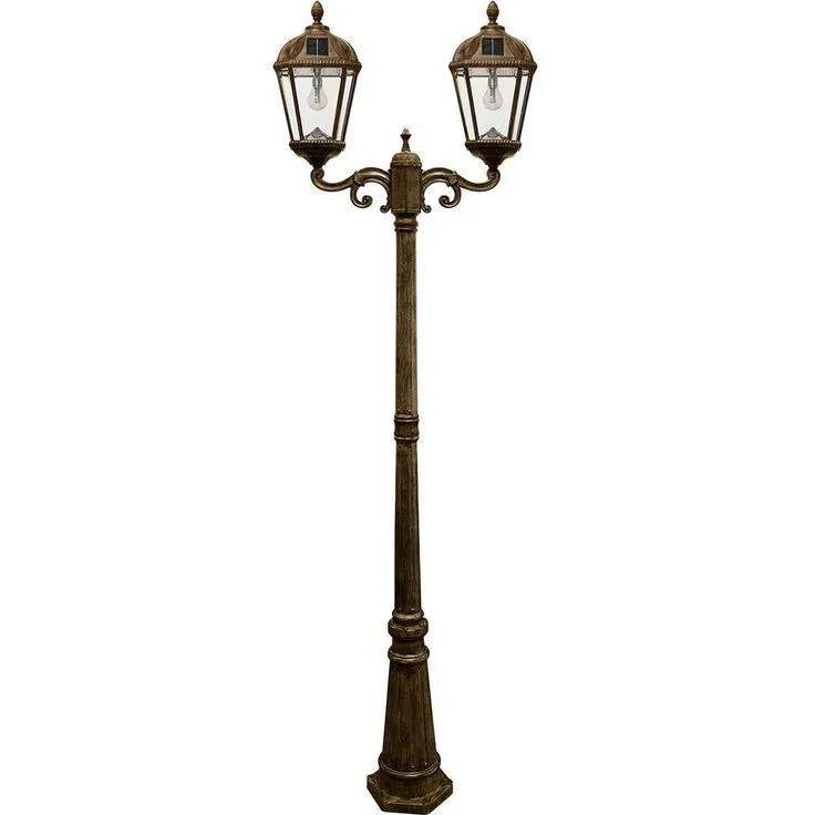 Gama Sonic Royal Bulb Series 2-Head Weathered Bronze Integrated LED Outdoor Solar Lamp Post with the GS Solar LED Light Bulb, photo 2 of 3