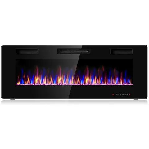 Electric Remote Control 5000 BTU 50 in. Wall Electric Fireplace in Black