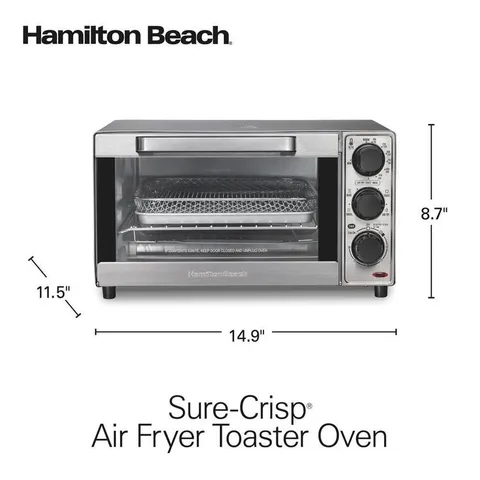 Sure Crisp 1120 W 4-Slice Stainless Steel Toaster Oven with Air Fry