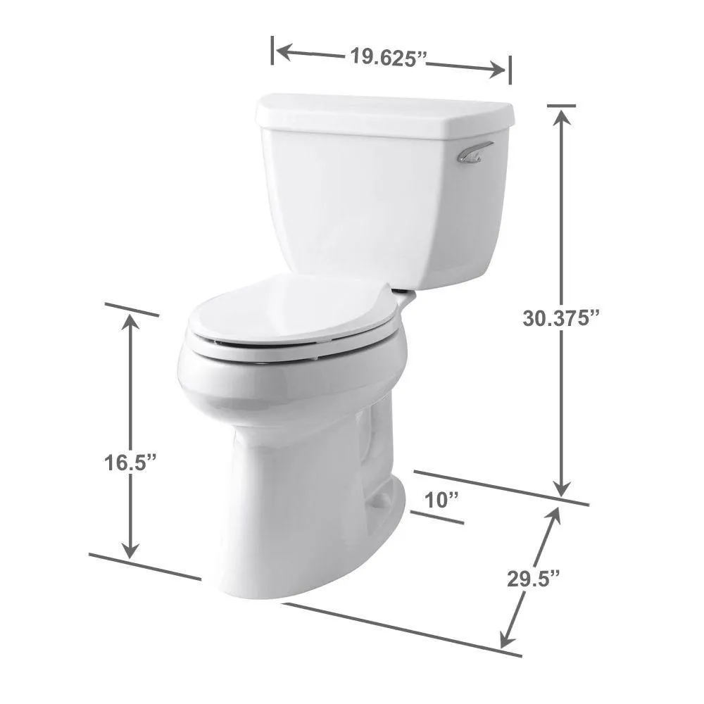 Highline Classic Comfort Height 10 in. Rough-In 2-Piece 1.28 GPF Single Flush Elongated Toilet in White, photo 2 of 11