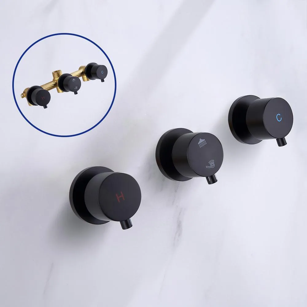 1-Spray Patterns with 1.5 GPM 10 in. Wall Mount Dual Shower Heads with Body Spray High Pressure in Matte Black, photo 5 of 6