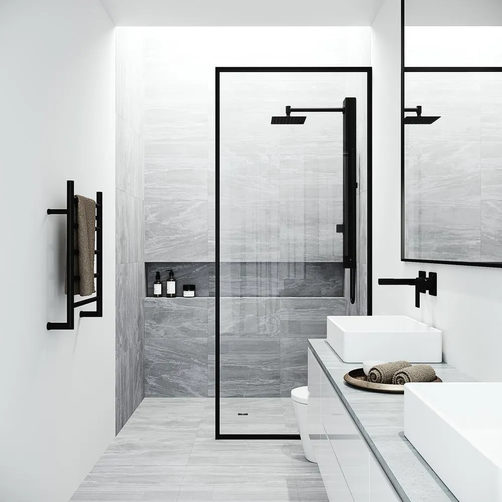 Orchid 39.375 in. 2-Jet High Pressure Shower System with Fixed Rainhead and Handheld Dual Shower in Matte Black, photo 3 of 11