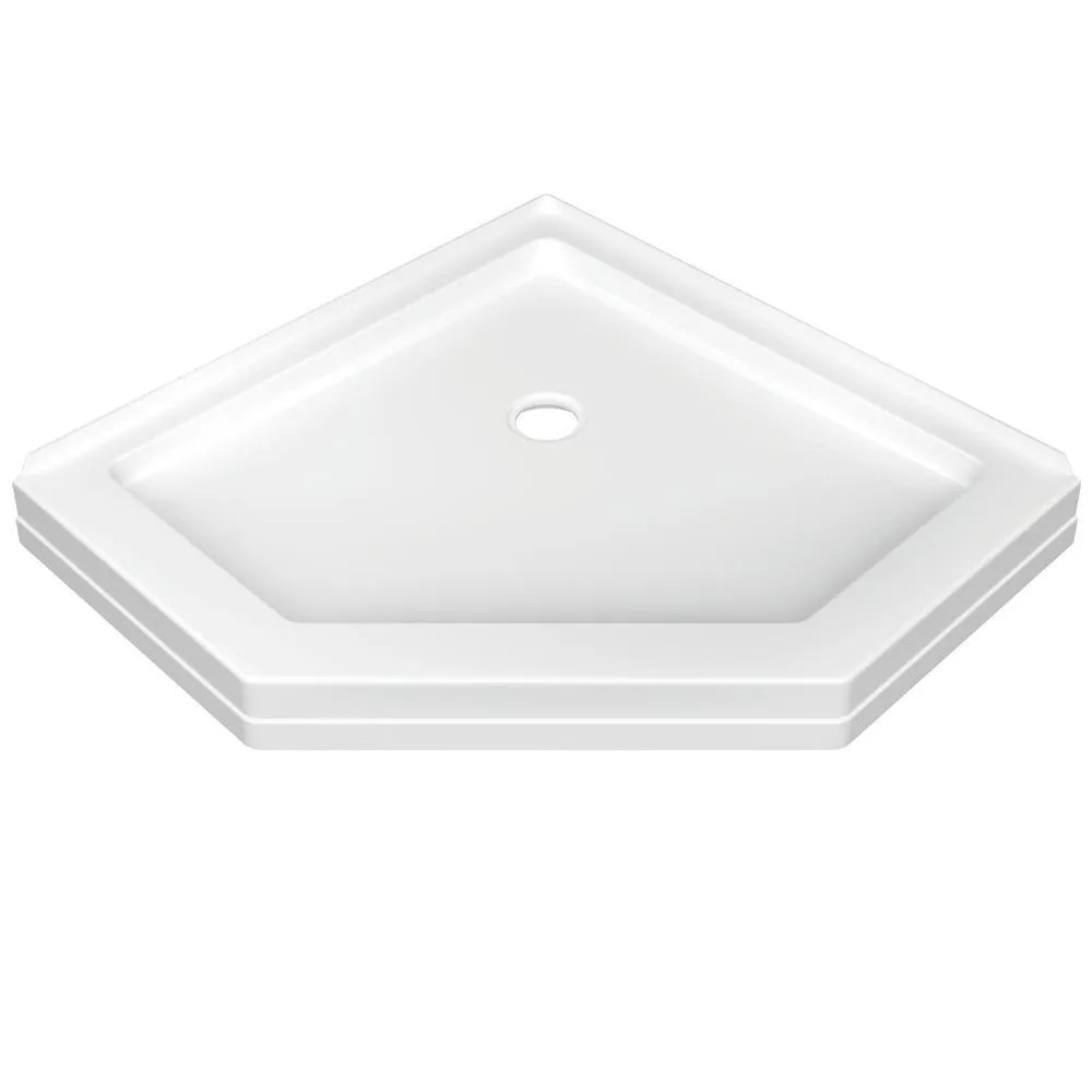 38 in. x 72 in. Semi-Frameless Pivot Door in Stainless with 38 in. x 38 in. Neo Angle Corner Shower Base in White, photo 3 of 3