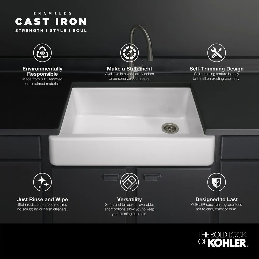 Whitehaven Farmhouse Undermount Apron Front Cast Iron 36 in. Double Bowl with Smart Divide Kitchen Sink in White, photo 2 of 11
