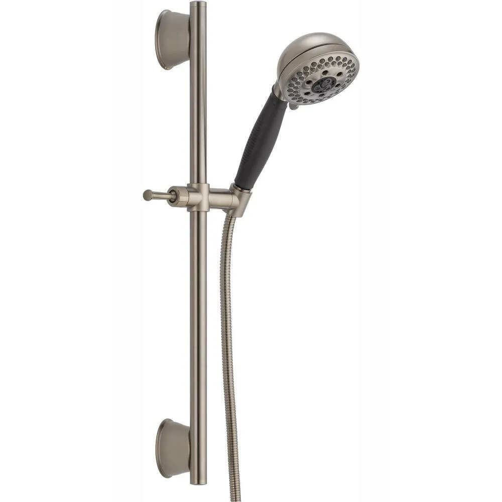 5-Spray Patterns 4.13 in. Wall-Mount Handheld Shower Head with Slide Bar and H2Okinetic Technology in Matte Black, photo 3 of 6