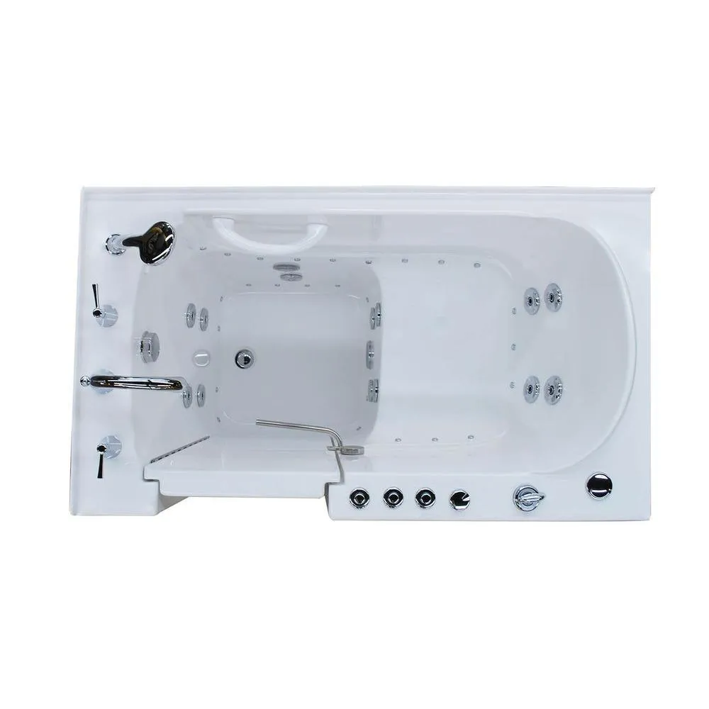 Universal Tubs Rampart Nova Heated 4.5 ft. Walk-in Whirlpool and Air Bathtub with 6 in. Tile Easy Up Adhesive Wall Surround in White, photo 9 of 20