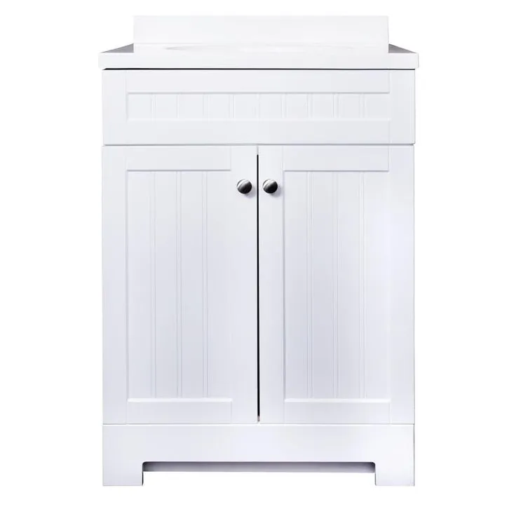 Style Selections Ellenbee 24-in White Single Sink Bathroom Vanity with White Cultured Marble Top, photo 7 of 10