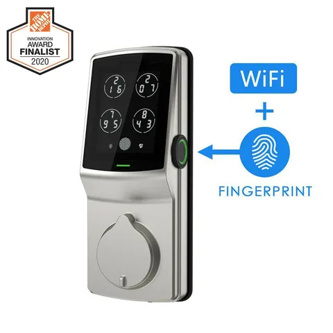 Secure PRO Satin Nickel Smart Lock Deadbolt with 3D Fingerprint and WiFi