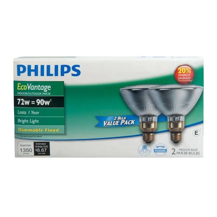 Philips 90-Watt PAR38 Halogen Indoor/Outdoor Flood Light Bulb (2-Pack), photo 3 of 5