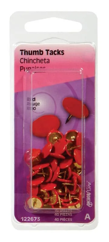 Red Push Pins, 40 Pack