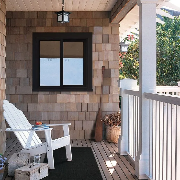 JELD-WEN FiniShield V-4500 35-1/2-in x 35-1/2-in x 3-in Jamb Right-operable Vinyl Black Sliding Window Full Screen Included, photo 7 of 8