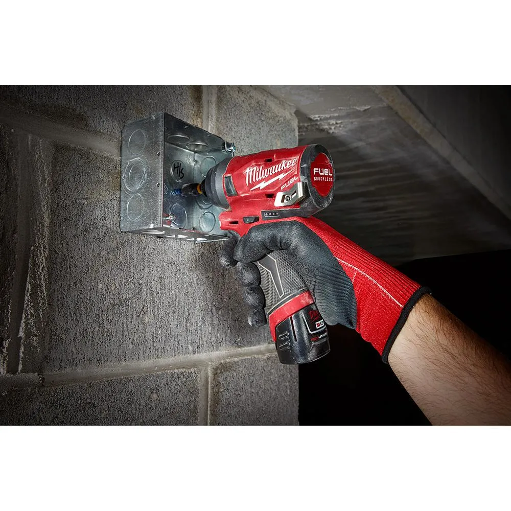 M12 FUEL 12-Volt Lithium-Ion Brushless Cordless 1/4 in. Hex Impact Driver Kit with Free M12 LED Flood Light, photo 8 of 14