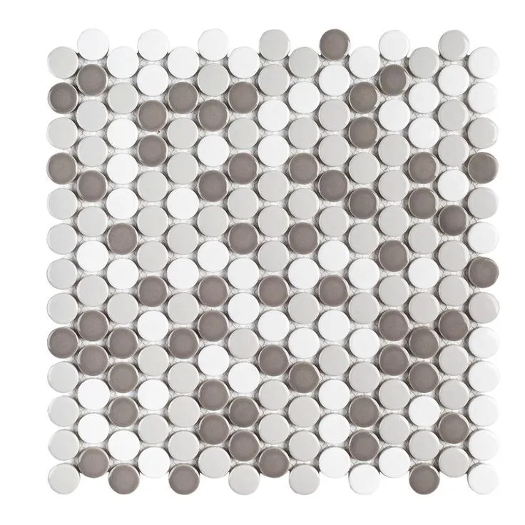 Jeffrey Court Thunderhead Gray 12.25 in. x 11.375 in. x 6 mm Penny Round Matte Porcelain Wall and Floor Mosaic Tile, photo 2 of 7
