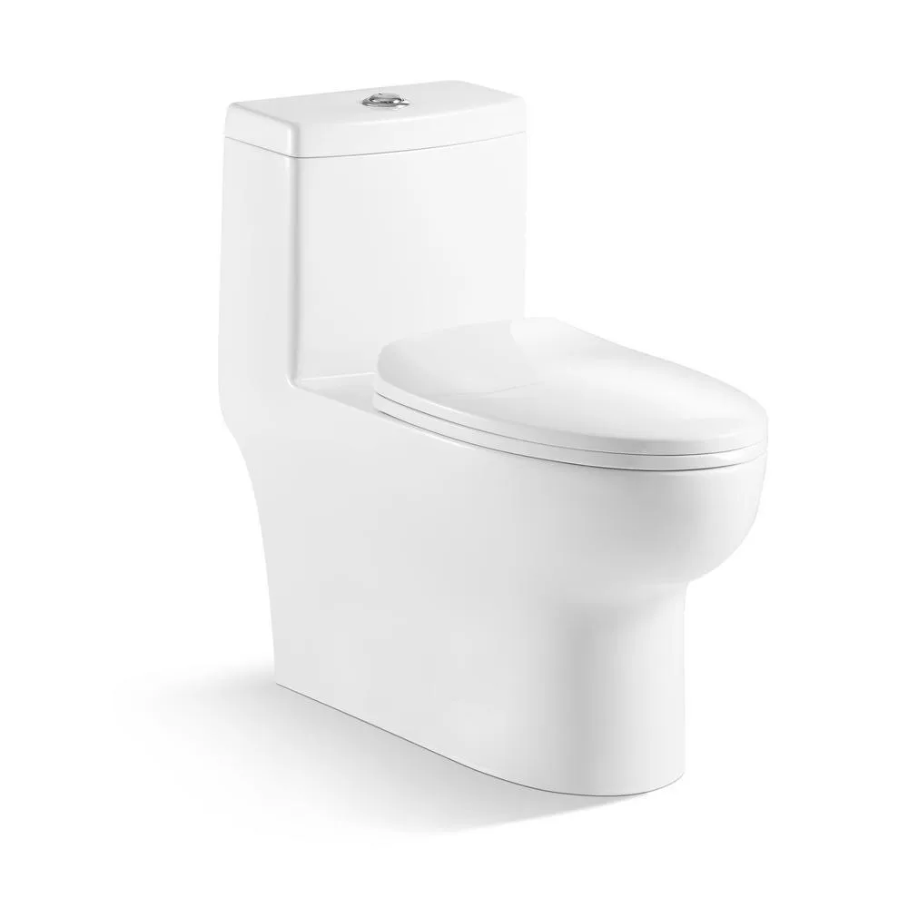 Dual Flush 1-piece 1.28/1.6 GPF Elongated One Piece Toilet with Soft Closing Seat, photo 5 of 9