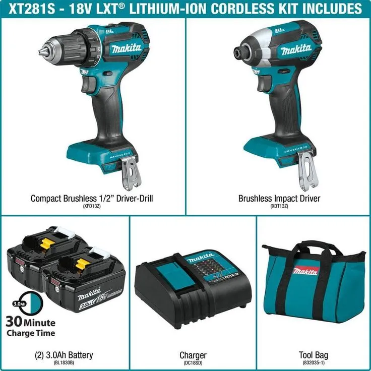Makita 18-Volt LXT Lithium-ion Brushless Cordless 2-Piece Combo Kit 3.0Ah Driver-Drill/ Impact Driver, photo 4 of 8