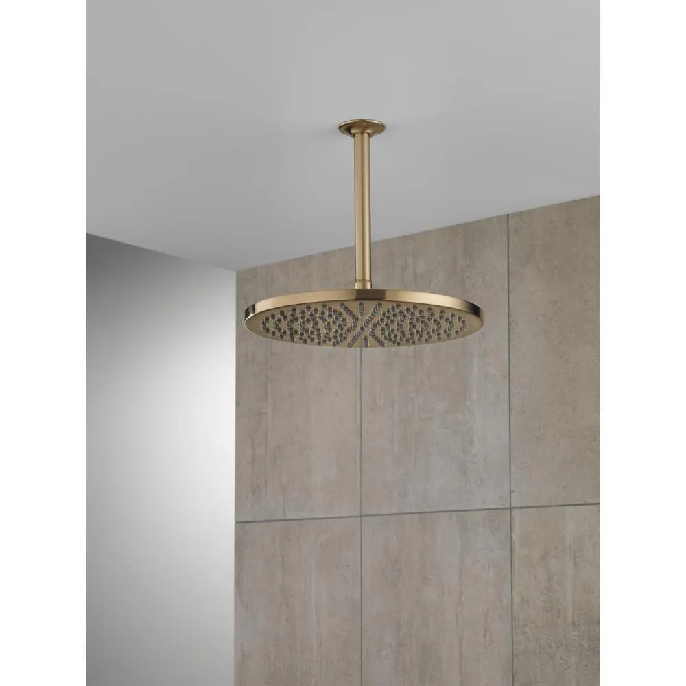 1-Spray 11.8 in. Single Wall Mount Fixed Rain Shower Head in Champagne Bronze, photo 3 of 9