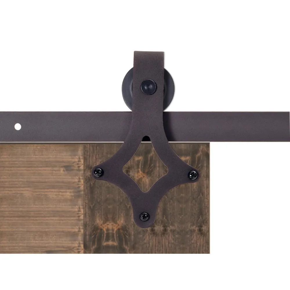 CALHOME 72 in. Antique Bronze Rustic Star Barn Style Sliding Door Track and Hardware Set, photo 2 of 6