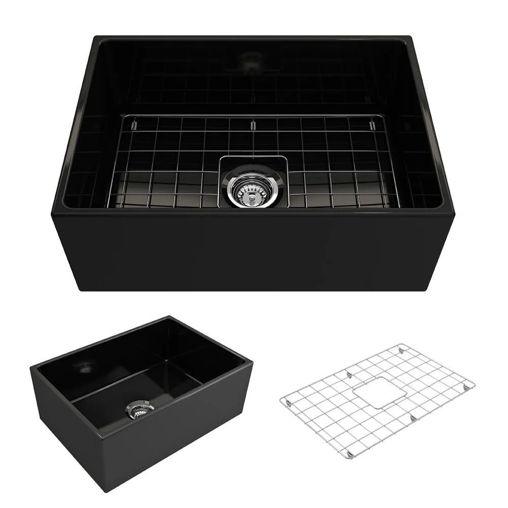 Contempo Farmhouse Apron Front Fireclay 27 in. Single Bowl Kitchen Sink with Bottom Grid and Strainer in White, photo 16 of 20
