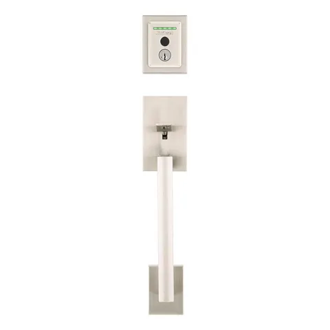 Halo Touch Satin Nickel CNT Fingerprint WiFi Elec Smart Lock Deadbolt Feat SmartKey Security with San Clemente Handleset