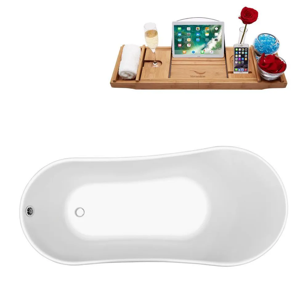 Streamline 66.9 in. Acrylic Clawfoot Non-Whirlpool Bathtub in White, photo 4 of 7
