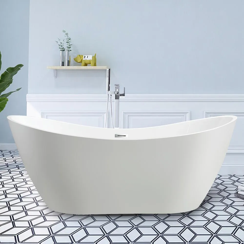 Mulhouse 71 in. Acrylic Flatbottom Freestanding Bathtub in White, photo 9 of 9