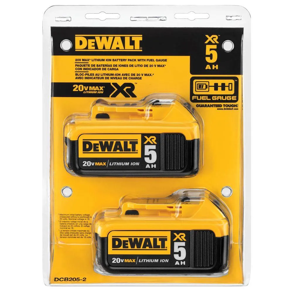 DEWALT 20-Volt MAX XR Premium Lithium-Ion 5.0Ah Battery Pack (2-Pack), photo 7 of 28