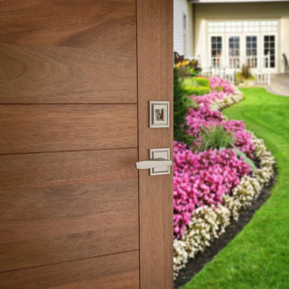 Torrey Pines Satin Nickel Low Profile Single Cylinder Entry Door Handleset with Torrey Door Lever feat SmartKey Security, photo 4 of 5