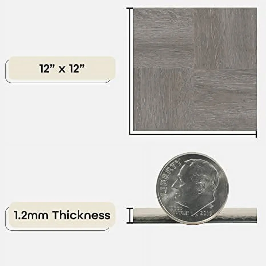Achim Nexus Self-Adhesive Vinyl Floor Tile, 12 x 12 in, Charcoal Grey Wood — 20 Tiles Cover 20 sq ft, photo 2 of 8