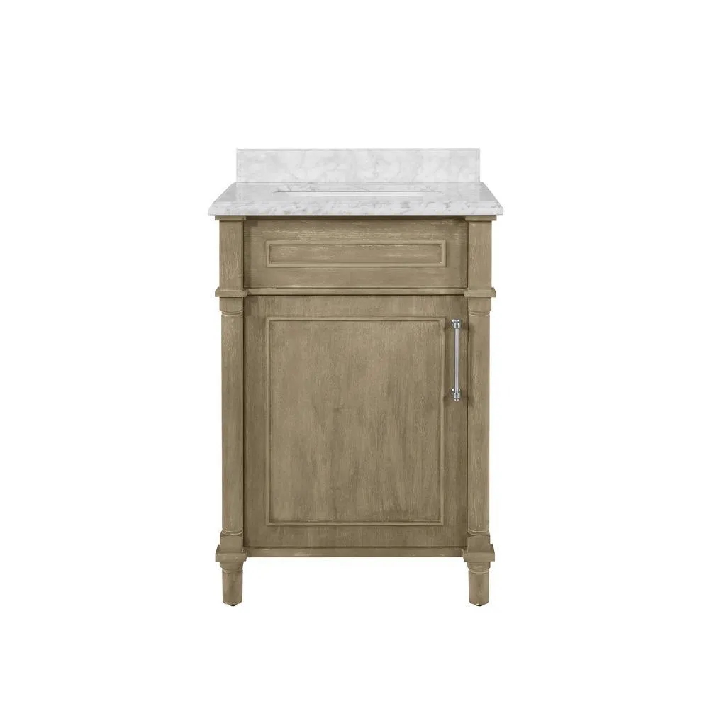 Aberdeen 36 in. W x 22 in. D Single Bath Vanity in White with Carrara Marble Top with White Sink, photo 18 of 27