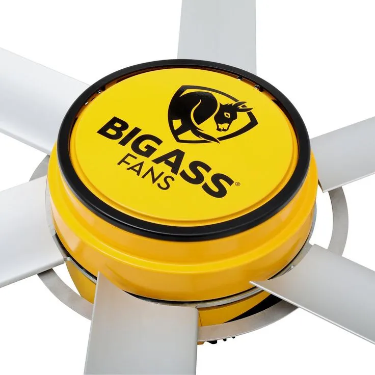 Big Ass Fans 3025 10 ft. Indoor Yellow and Silver Aluminum Shop Ceiling Fan with Wall Control, photo 6 of 13