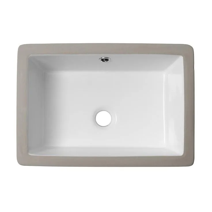 LORDEAR 18 in. Undermount Bathroom Vessel Sink Modern Rectangle Porcelain Ceramic Lavatory Vanity Bathroom Sink in Pure White, photo 2 of 7