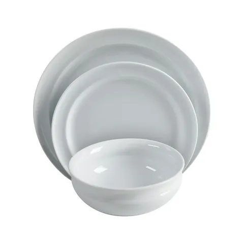 Rim Pattern White Porcelain Dinnerware Set (Service for 4)