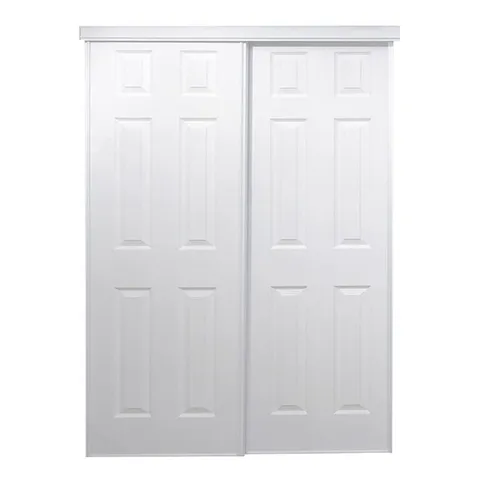 BY0106 48 × 80 in Bright White Flush Prefinished Mdf Sliding Door Hardware Included