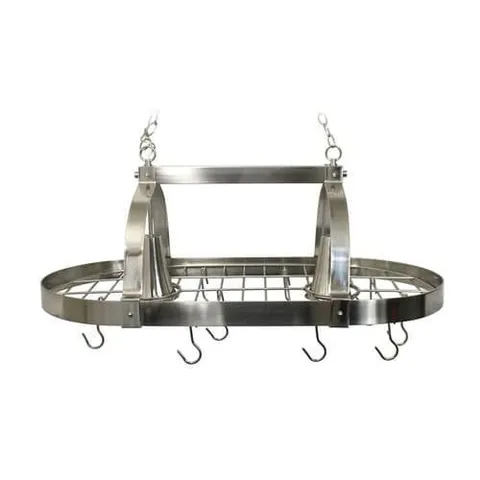 Home Collection 19.25 × 35.5 in Brushed Nickel Lighted Pot Rack
