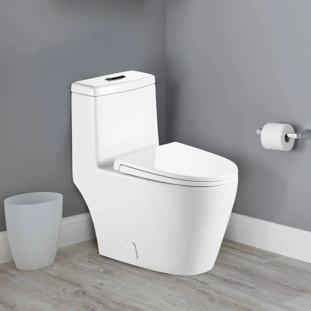 12 in. Rough-In 1-Piece 0.8/1.2 GPF Dual Flush Round Toilet in White, Seat Included, photo 3 of 3