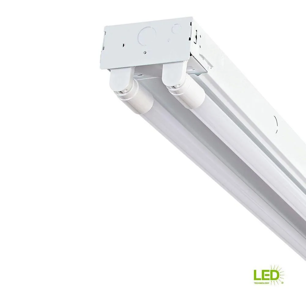 4 ft. 2-Light T8 Industrial LED White Strip Light with 1800 Lumen LED Tubes 5000K, photo 5 of 5