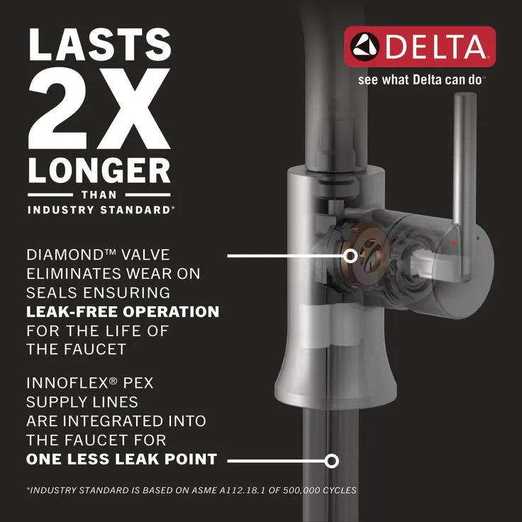 Delta Trinsic Stainless 1-Handle Single Hole WaterSense Bathroom Sink Faucet with Drain, photo 2 of 7