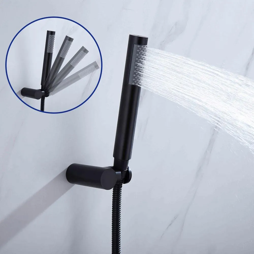 1-Spray Patterns with 1.5 GPM 10 in. Wall Mount Dual Shower Heads with Body Spray High Pressure in Matte Black, photo 4 of 6